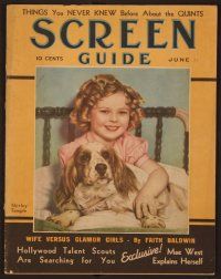 1x013 SCREEN GUIDE vol 1 no 2 magazine June 1936 cute Shirley Temple with her Cocker Spaniel dog!
