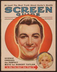 1x022 SCREEN GUIDE magazine March 1937 great art of Robert Taylor smiling really big!