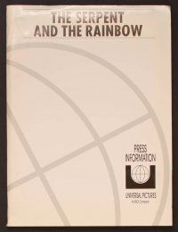 1x187 SERPENT & THE RAINBOW presskit '88 directed by Wes Craven, Bill Pullman, Cathy Tyson
