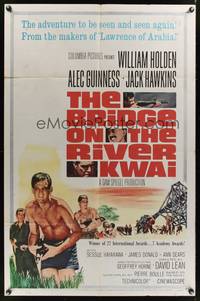 1y096 BRIDGE ON THE RIVER KWAI 1sh R63 William Holden, Alec Guinness, David Lean classic!