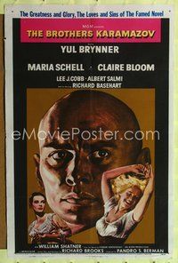 1y101 BROTHERS KARAMAZOV 1sh '58 huge artwork of Yul Brynner, sexy Maria Schell & Claire Bloom!