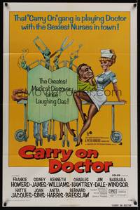 1y120 CARRY ON DOCTOR 1sh '72 English sexiest hospital nurses, wacky operation artwork!