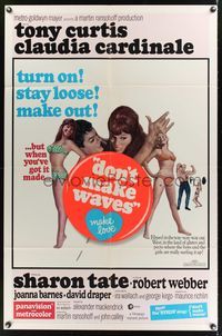 1y203 DON'T MAKE WAVES 1sh '67 Tony Curtis with super sexy Sharon Tate & Claudia Cardinale!