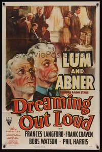 1y210 DREAMING OUT LOUD 1sh '40 great artwork of famous radio stars Lum & Abner!