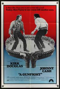 1y327 GUNFIGHT 1sh '71 people pay to see Kirk Douglas and Johnny Cash try to kill each other!