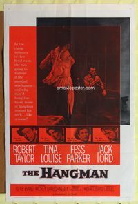 1y333 HANGMAN 1sh '59 Robert Taylor in a cheap hotel room seduced by sexy Tina Louise!