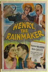 1y347 HENRY THE RAINMAKER 1sh '49 Raymond Walburn & Walter Catlett pouring water on umbrella!