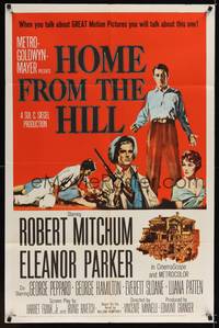 1y366 HOME FROM THE HILL 1sh '60 art of Robert Mitchum, Eleanor Parker & George Peppard!