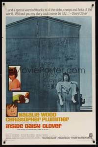 1y408 INSIDE DAISY CLOVER 1sh '66 great image of bad girl Natalie Wood, Christopher Plummer!