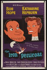 1y416 IRON PETTICOAT 1sh '56 great art of Bob Hope & Katharine Hepburn hilarious together!