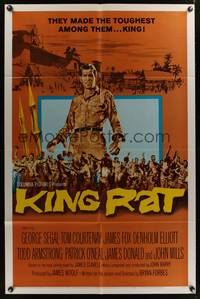 1y453 KING RAT 1sh '65 art of George Segal & Tom Courtenay, James Clavell, World War II POWs!