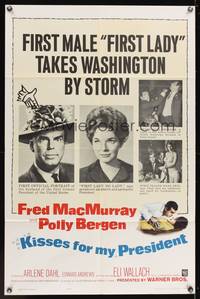 1y457 KISSES FOR MY PRESIDENT 1sh '64 Fred MacMurray, Polly Bergen, is America prepared!