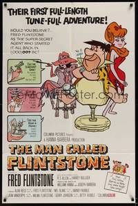 1y518 MAN CALLED FLINTSTONE 1sh '66 Hanna-Barbera, Fred, Barney, Wilma & Betty!