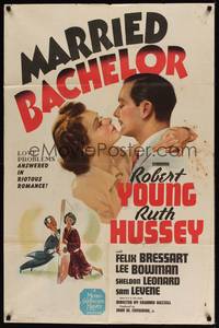 1y531 MARRIED BACHELOR 1sh '41 Young's an author pretending not to be married to Hussey!