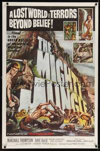 1y545 MIGHTY JUNGLE 1sh '64 Marshall Thompson, a lost world of terrors beyond belief!