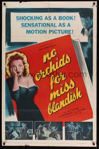 1y615 NO ORCHIDS FOR MISS BLANDISH 1sh '51 sexy Linden Travers in gambling film noir!