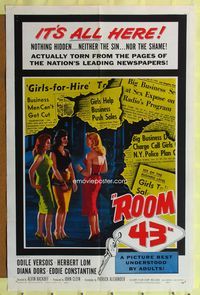 1y656 PASSPORT TO SHAME 1sh '59 sexy Diana Dors, nothing hidden, sin nor shame, Room 43!