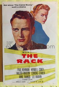 1y687 RACK 1sh '56 art of young Paul Newman & sexy Anne Francis, written by Rod Serling!