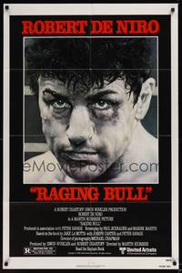 1y690 RAGING BULL 1sh '80 Martin Scorsese, classic close up boxing image of Robert De Niro!