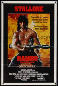 1y693 RAMBO FIRST BLOOD PART II int'l 1sh '85 no man, no law, no war can stop Sylvester Stallone!