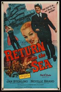 1y707 RETURN FROM THE SEA 1sh '54 Jan Sterling, Neville Brand, the fleet's in and ready for action
