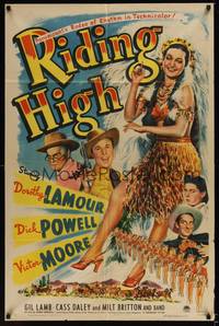 1y711 RIDING HIGH style A 1sh '43 sexy Dorothy Lamour in Indian headdress, Dick Powell!