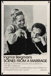 1y733 SCENES FROM A MARRIAGE 1sh '73 Ingmar Bergman, Liv Ullmann, Erland Josephson