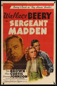 1y745 SERGEANT MADDEN style D 1sh '39 Josef von Sternberg, Wallace Beery, early Laraine Day!