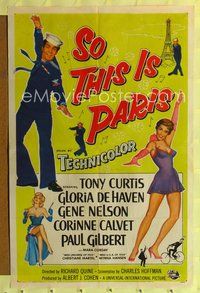 1y789 SO THIS IS PARIS 1sh '54 sailor Tony Curtis is on leave and in love with Gloria DeHaven!