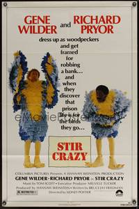 1y811 STIR CRAZY 1sh '80 Gene Wilder & Richard Pryor in chicken suits, Sidney Poitier directed!
