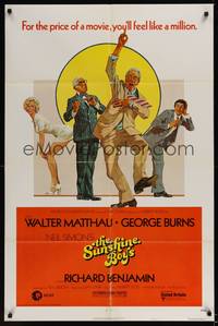 1y830 SUNSHINE BOYS style C 1sh '75 different art of George Burns, Walter Matthau & Lee Meredith!