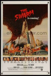 1y839 SWARM style B 1sh '78 directed by Irwin Allen, cool art of killer bee attack by C.W. Taylor!
