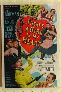 1y872 THERE'S A GIRL IN MY HEART 1sh '49 pretty Elyse Knox, Gloria Jean & Peggy Ryan!