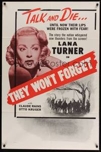 1y880 THEY WON'T FORGET 1sh R56 glamorous older Lana Turner in her first notable role!
