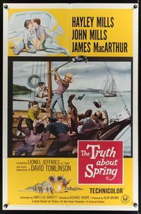 1y928 TRUTH ABOUT SPRING 1sh '65 Richard Thorpe directed, Hayley Mills w/father John Mills!