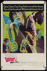 1y936 TWISTED NERVE int'l 1sh '69 Hayley Mills, Roy Boulting English horror, cool psychedelic art!