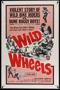 1y975 WILD WHEELS 1sh '69 teen rebels who wreck each other's wheels & steal each other's girls!