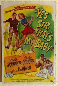 1y993 YES SIR THAT'S MY BABY 1sh '49 Donald O'Connor, Gloria DeHaven, college football!
