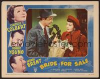 1z124 BRIDE FOR SALE signed LC #3 '49 by Robert Young, who's close up with Claudette Colbert
