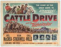 1z013 CATTLE DRIVE TC '51 Joel McCrea & Dean Stockwell in the great Santa Fe stampede!