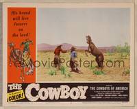 1z250 COWBOY LC #6 '54 cool image of cowboys on the range roping a wild bronco!