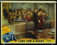 1z390 LADY FOR A NIGHT LC '41 John Wayne holds Joan Blondell in front of packed courtroom!