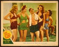 1z138 LOVE LAUGHS AT ANDY HARDY signed LC #3 '47 by Mickey Rooney, who's at the pool w/sexy girls!
