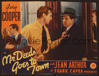 1z447 MR. DEEDS GOES TO TOWN LC '36 close up of Gary Cooper grabbing Lionel Stander, Frank Capra