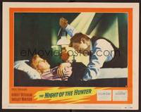 1z454 NIGHT OF THE HUNTER LC #2 '55 c/u of Robert Mitchum about to kill Shelley Winters!