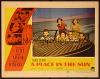 1z488 PLACE IN THE SUN LC #7 '51 Montgomery Clift w/sexy Elizabeth Taylor & friends in speedboat!