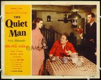 1z504 QUIET MAN LC #5 '51 John Wayne brings flowers to Maureen O'Hara, Victor McLaglen watches!