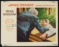 1z508 REAR WINDOW LC #3 '54 Alfred Hitchcock, Raymond Burr pushes Jimmy Stewart out of window!