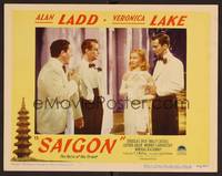 1z526 SAIGON LC #5 '48 close up Alan Ladd in tuxedo & sexy Veronica Lake with two others!