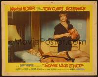 1z564 SOME LIKE IT HOT LC #6 '59 Jack Lemmon in drag watches sexy Marilyn Monroe writhing in bed!